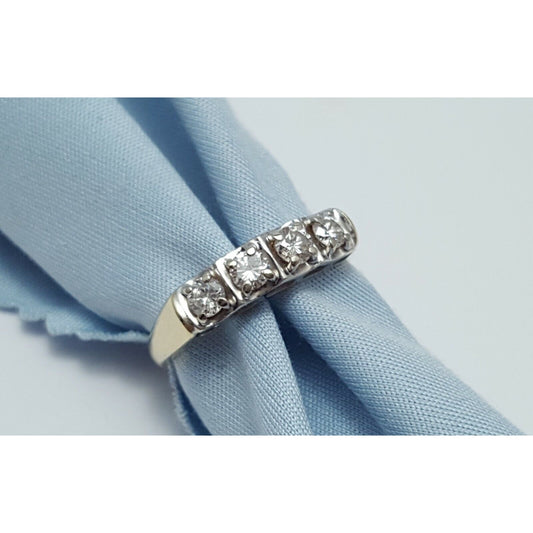 13K Two Tone Gold 4 Round Diamond Ring