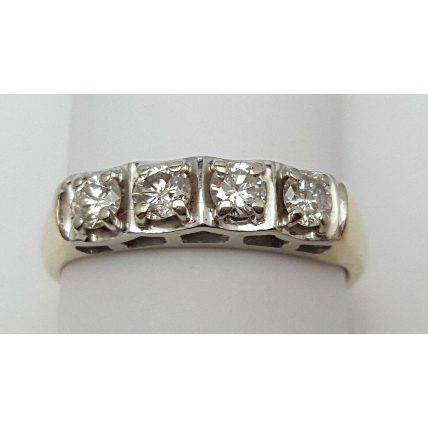 13K Two Tone Gold 4 Round Diamond Ring