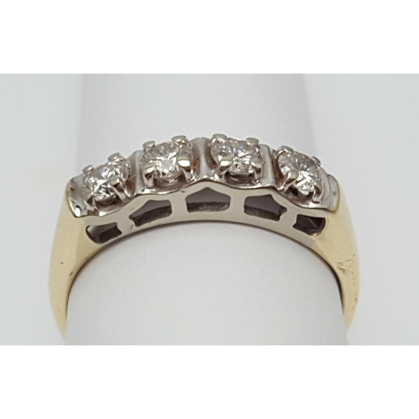 13K Two Tone Gold 4 Round Diamond Ring