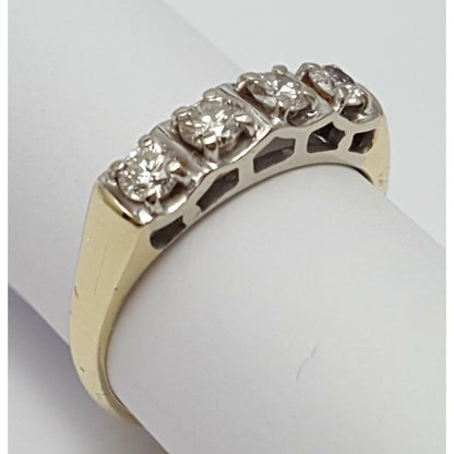 13K Two Tone Gold 4 Round Diamond Ring