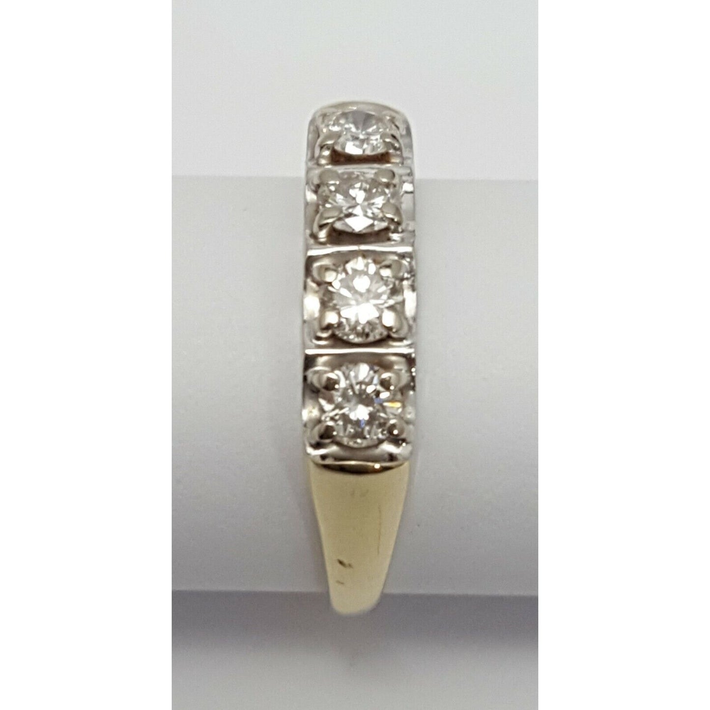 13K Two Tone Gold 4 Round Diamond Ring