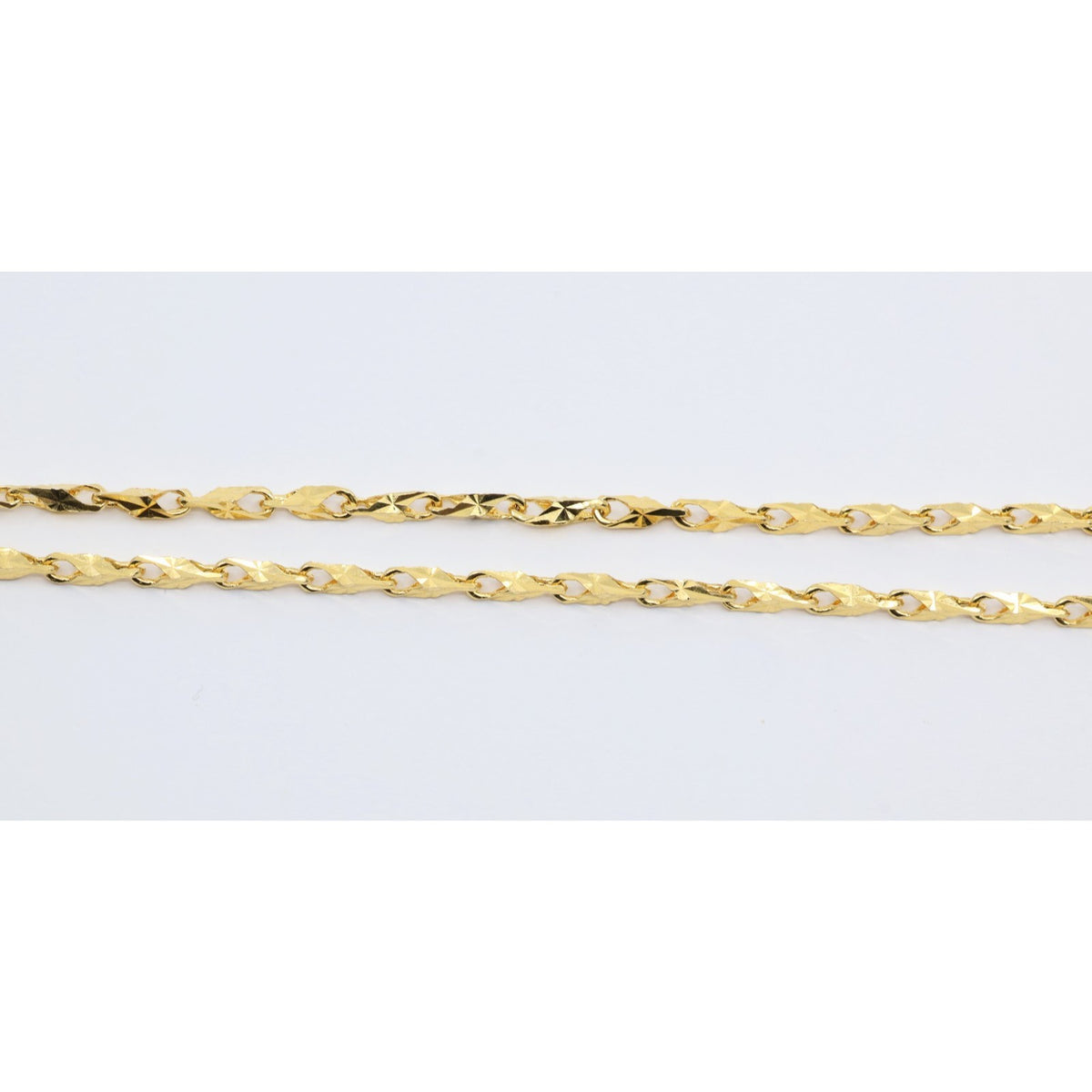 18K Yellow Gold Turkish Style Diamond Cut Link Chain Necklace