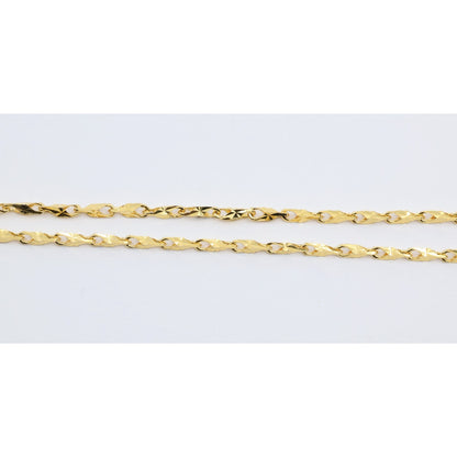 18K Yellow Gold Turkish Style Diamond Cut Link Chain Necklace