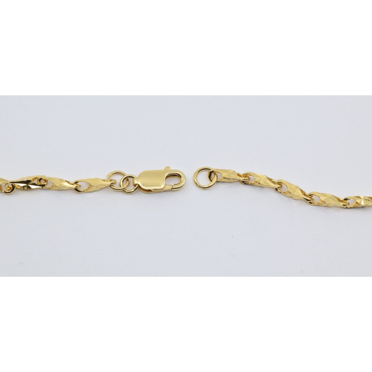 18K Yellow Gold Turkish Style Diamond Cut Link Chain Necklace
