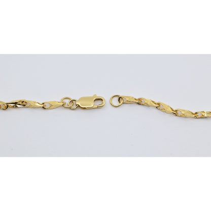 18K Yellow Gold Turkish Style Diamond Cut Link Chain Necklace