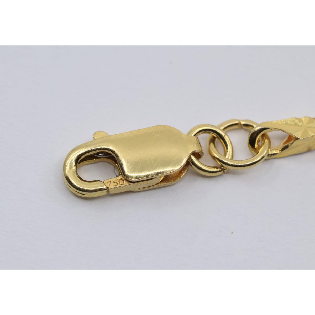 18K Yellow Gold Turkish Style Diamond Cut Link Chain Necklace