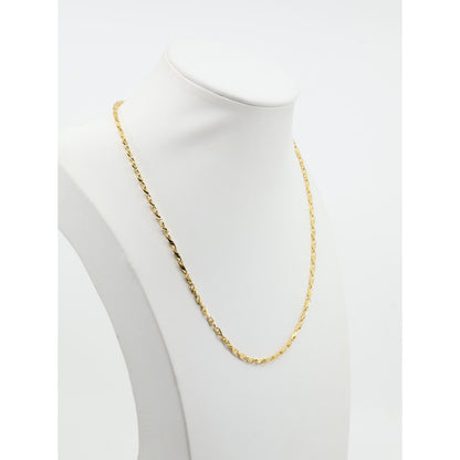 18K Yellow Gold Turkish Style Diamond Cut Link Chain Necklace