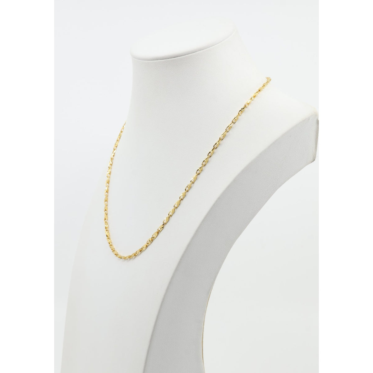 18K Yellow Gold Turkish Style Diamond Cut Link Chain Necklace