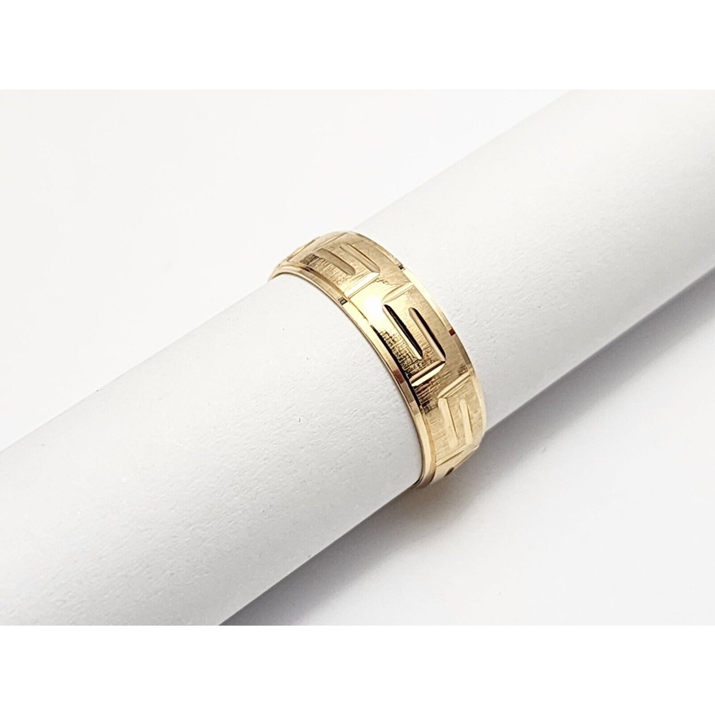 14K Yellow Gold Greek Key Wedding Band Ring