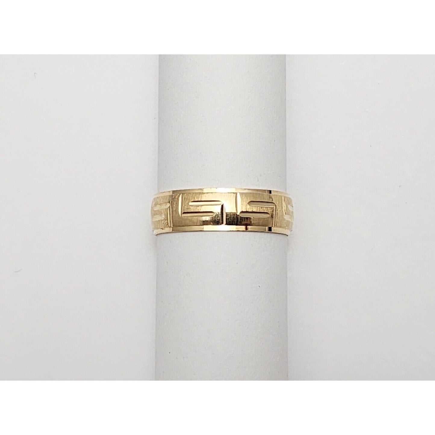 14K Yellow Gold Greek Key Wedding Band Ring