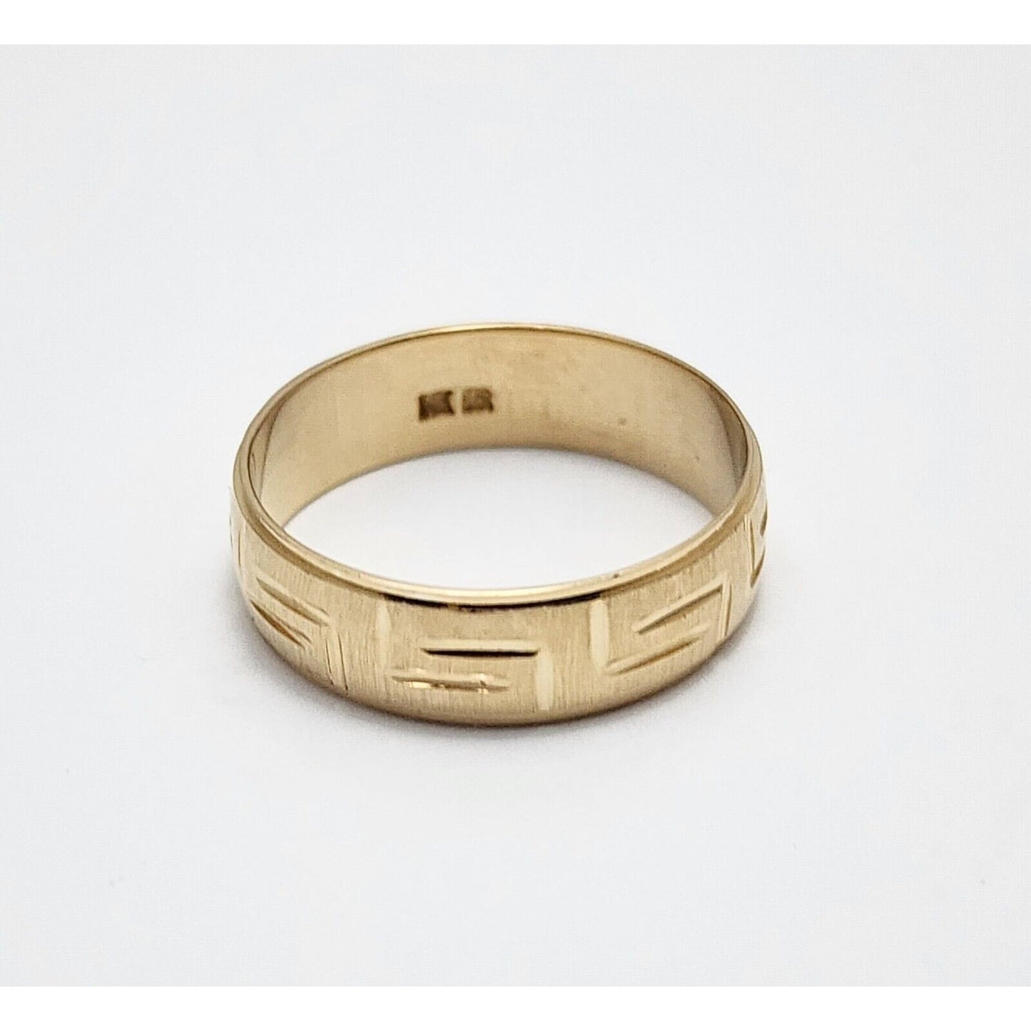 14K Yellow Gold Greek Key Wedding Band Ring