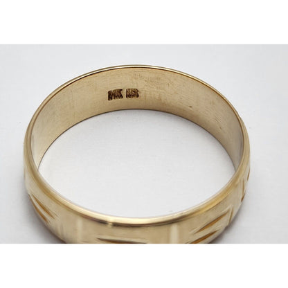 14K Yellow Gold Greek Key Wedding Band Ring