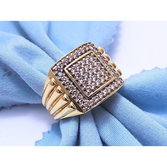 10K Yellow Gold Men's Diamond Cluster Ring