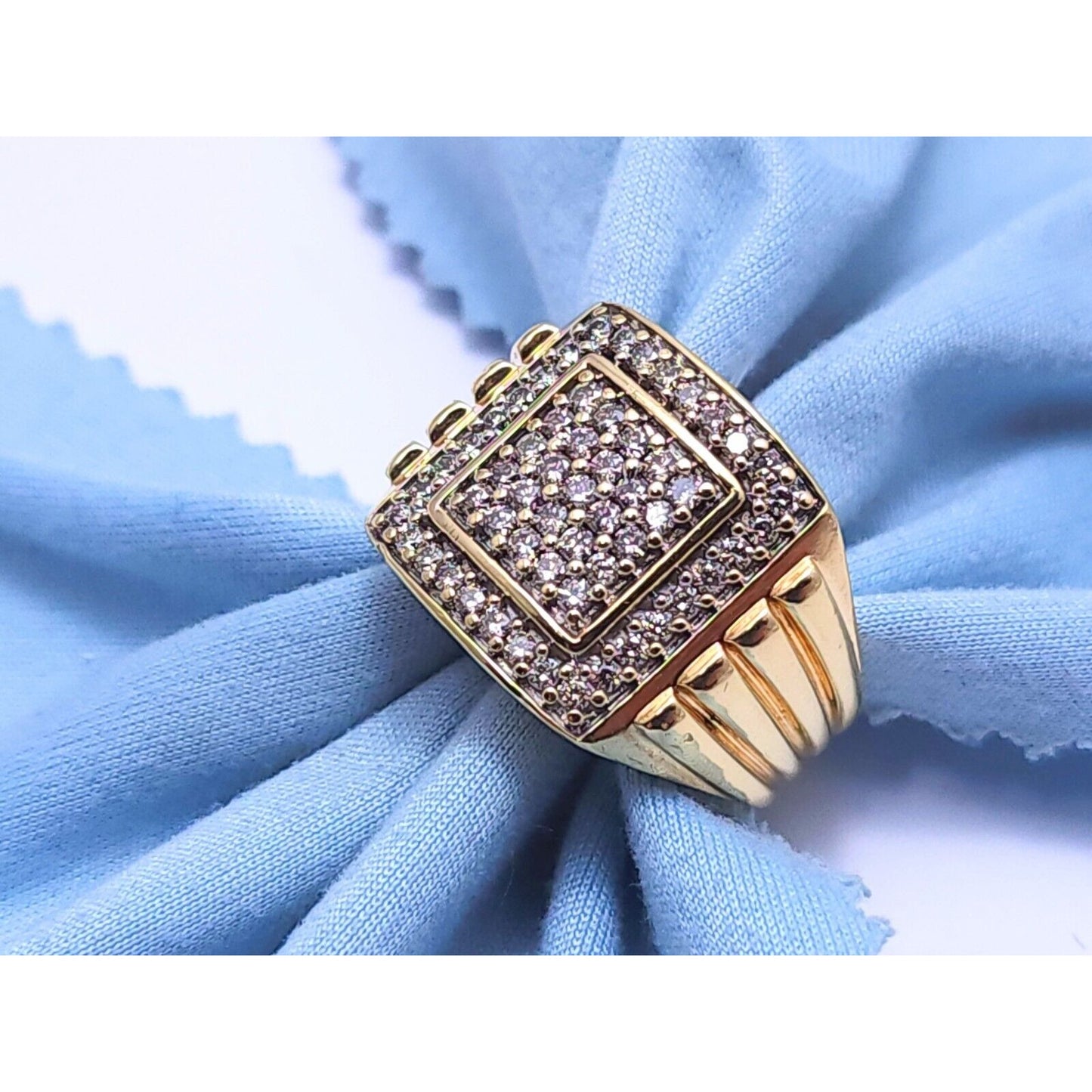 10K Yellow Gold Men's Diamond Cluster Ring