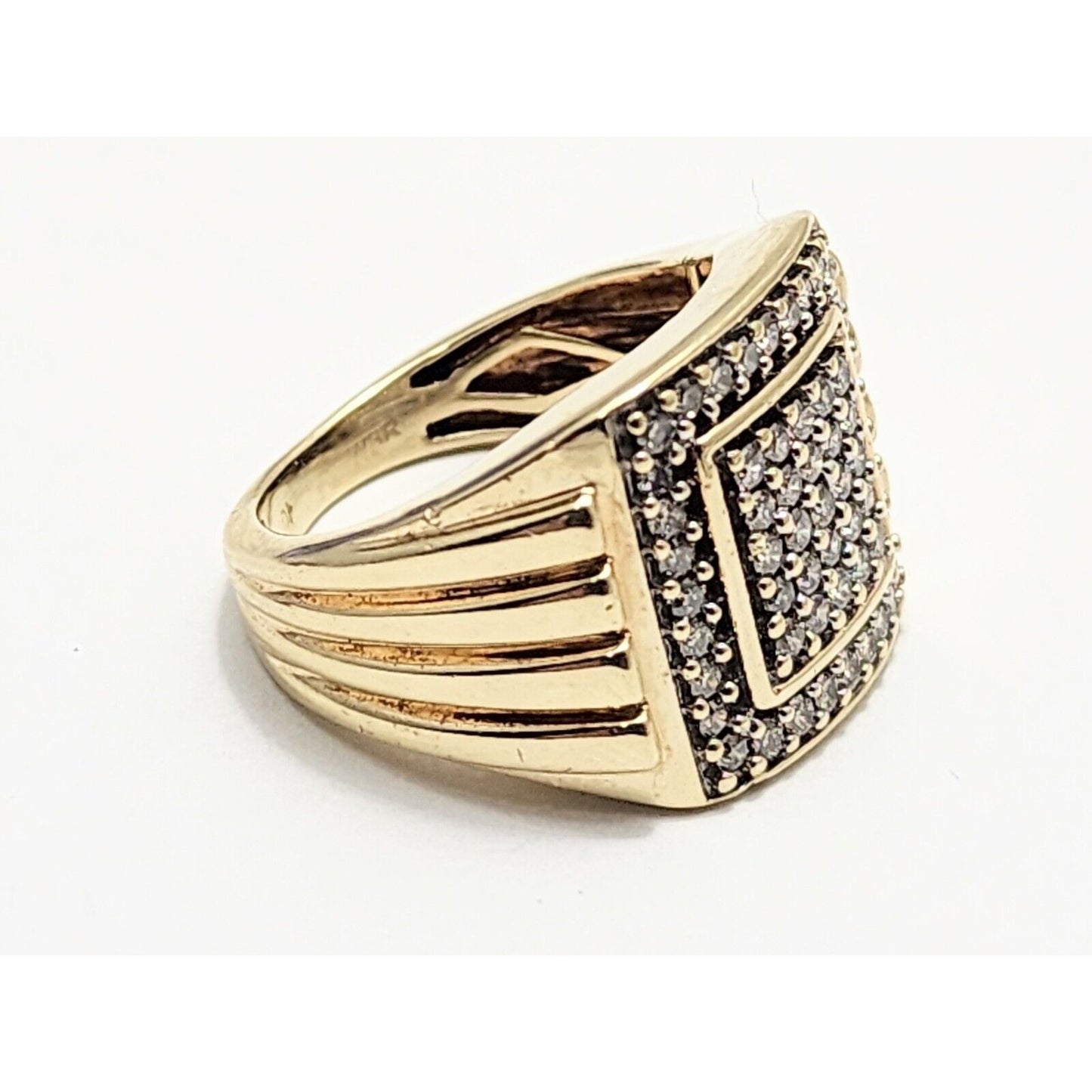 10K Yellow Gold Men's Diamond Cluster Ring