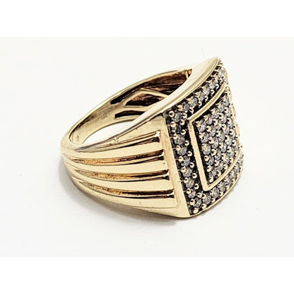 10K Yellow Gold Men's Diamond Cluster Ring