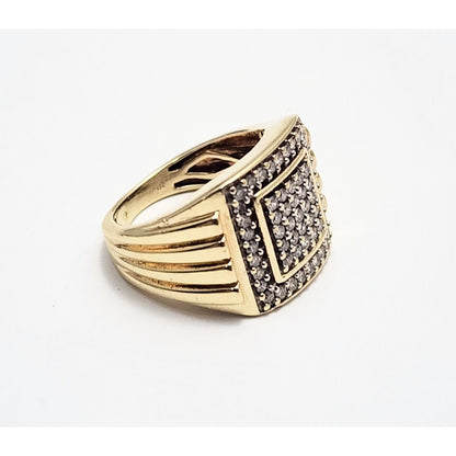 10K Yellow Gold Men's Diamond Cluster Ring