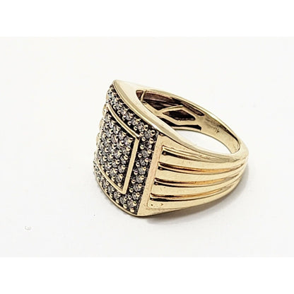 10K Yellow Gold Men's Diamond Cluster Ring