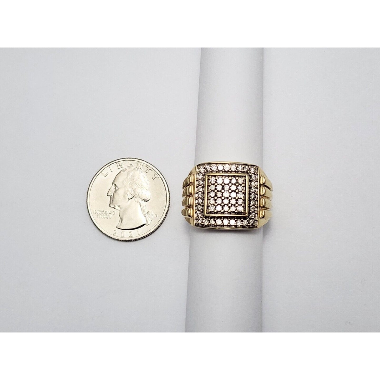10K Yellow Gold Men's Diamond Cluster Ring
