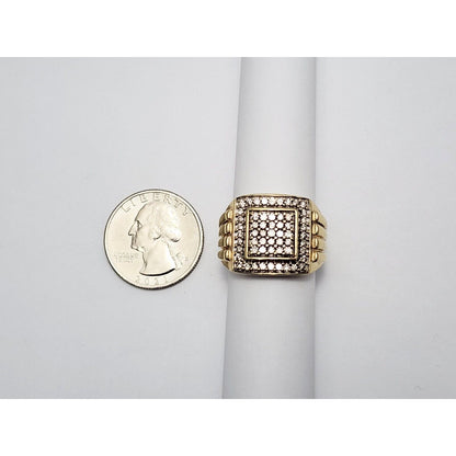 10K Yellow Gold Men's Diamond Cluster Ring