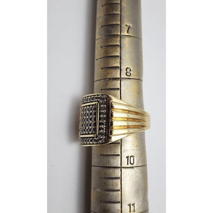 10K Yellow Gold Men's Diamond Cluster Ring