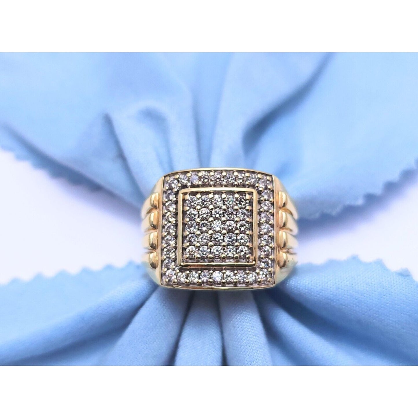 10K Yellow Gold Men's Diamond Cluster Ring