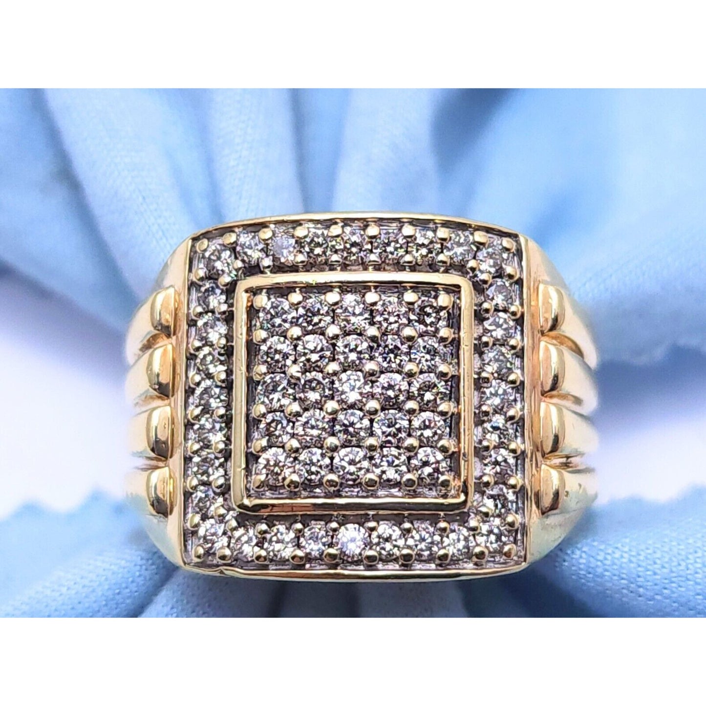 10K Yellow Gold Men's Diamond Cluster Ring