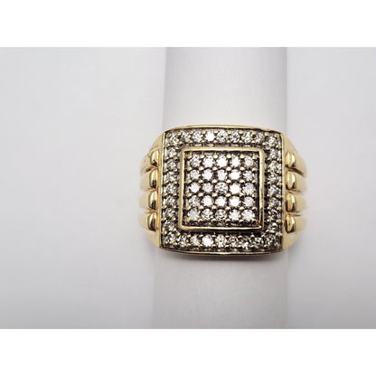 10K Yellow Gold Men's Diamond Cluster Ring