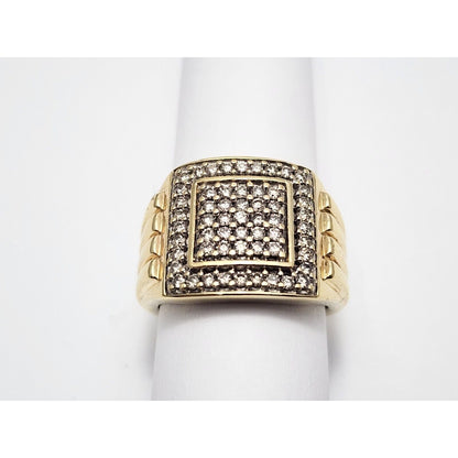 10K Yellow Gold Men's Diamond Cluster Ring