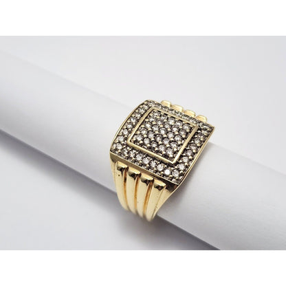 10K Yellow Gold Men's Diamond Cluster Ring