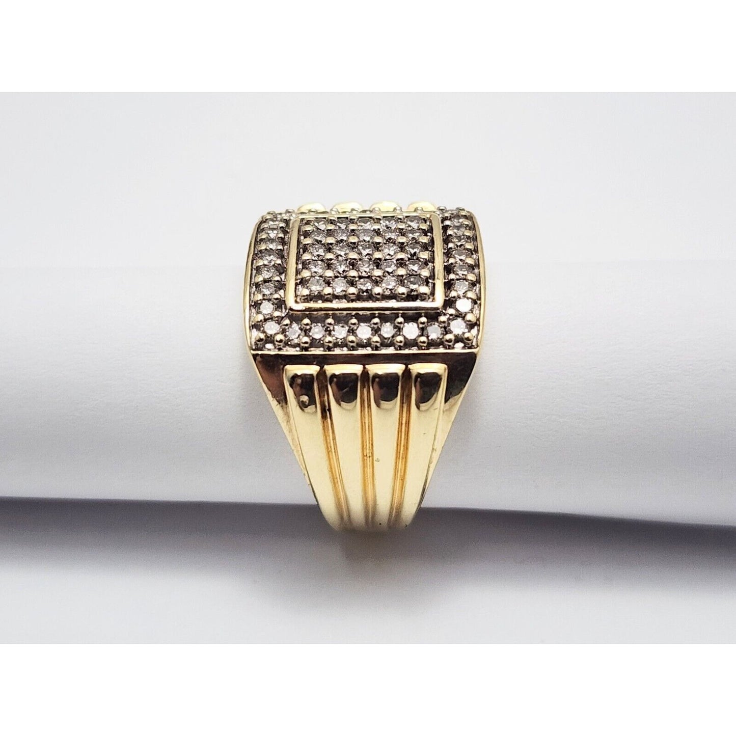 10K Yellow Gold Men's Diamond Cluster Ring