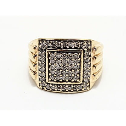 10K Yellow Gold Men's Diamond Cluster Ring