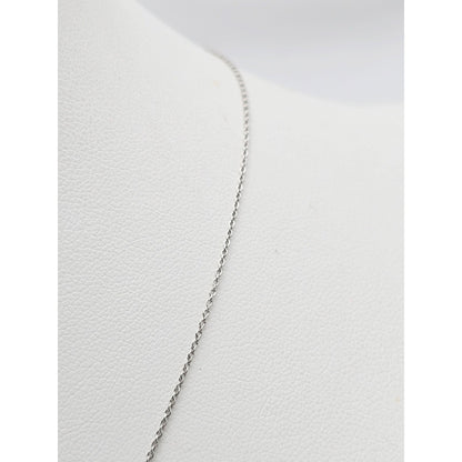 18K White Gold Cable Link Chain Necklace & Diamond Round Open Hole Charm Pendant