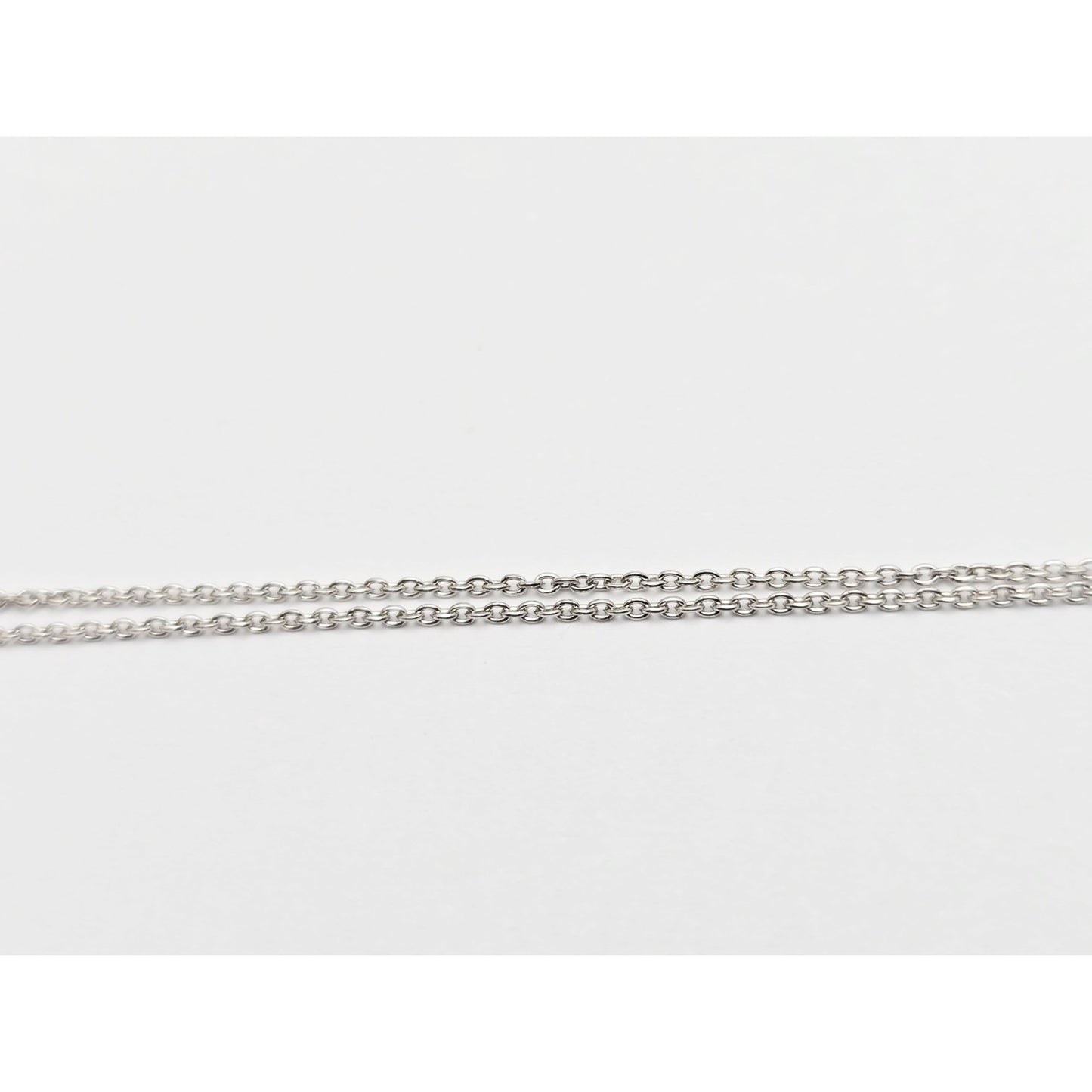 18K White Gold Cable Link Chain Necklace & Diamond Round Open Hole Charm Pendant