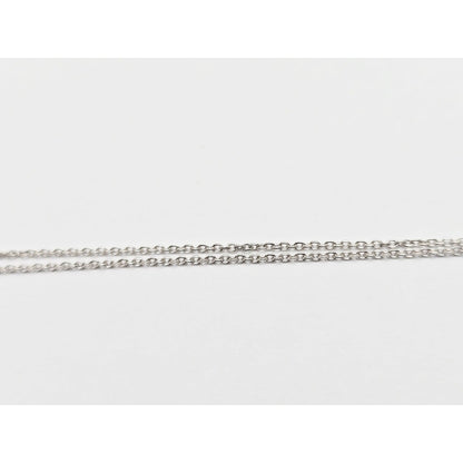 18K White Gold Cable Link Chain Necklace & Diamond Round Open Hole Charm Pendant