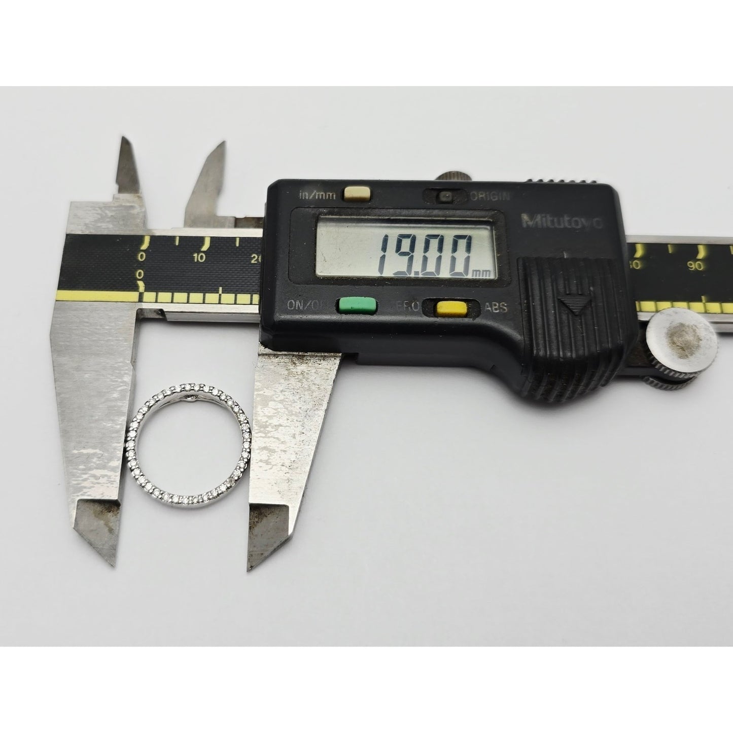 18K White Gold Cable Link Chain Necklace & Diamond Round Open Hole Charm Pendant