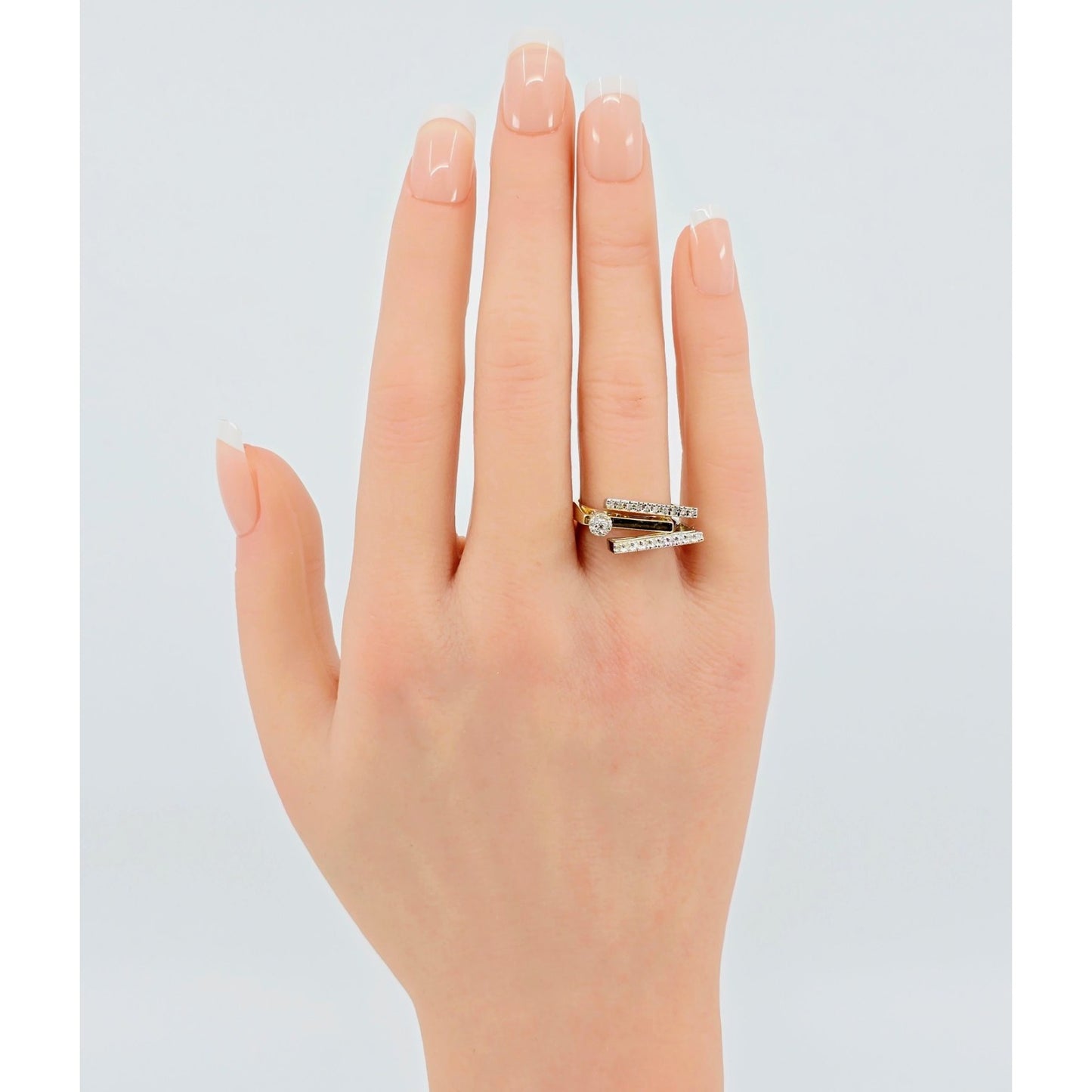 14K Two Tone Gold Ladies Motion Diamond Ring
