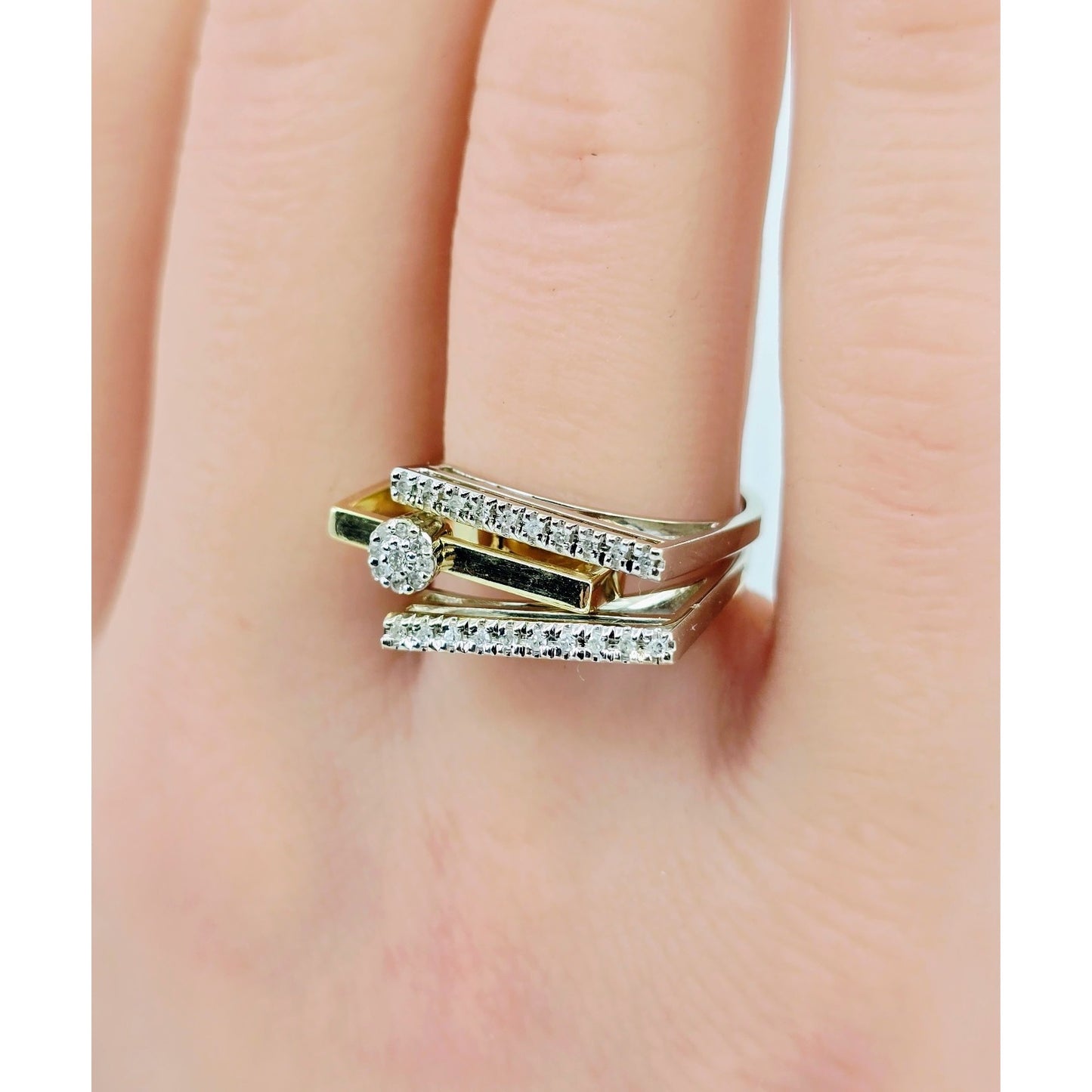 14K Two Tone Gold Ladies Motion Diamond Ring