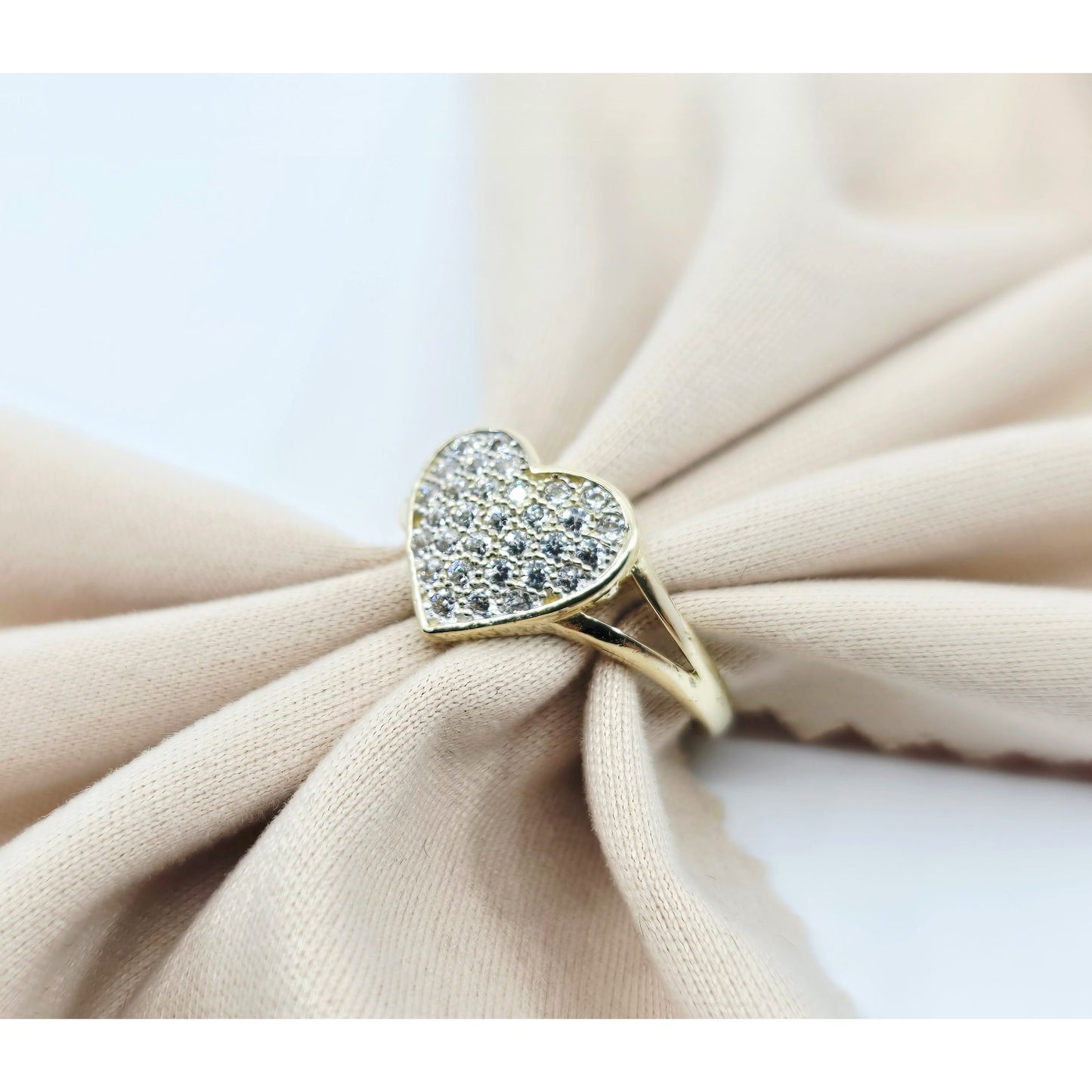 10K Yellow Gold Heart Shaped CZ Ring