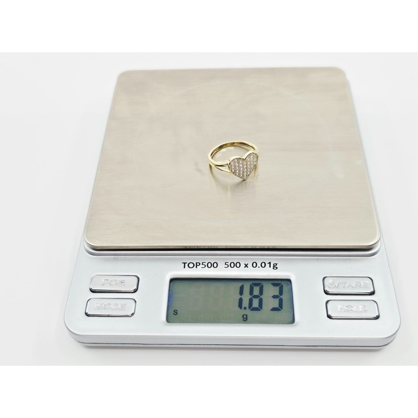 10K Yellow Gold Heart Shaped CZ Ring