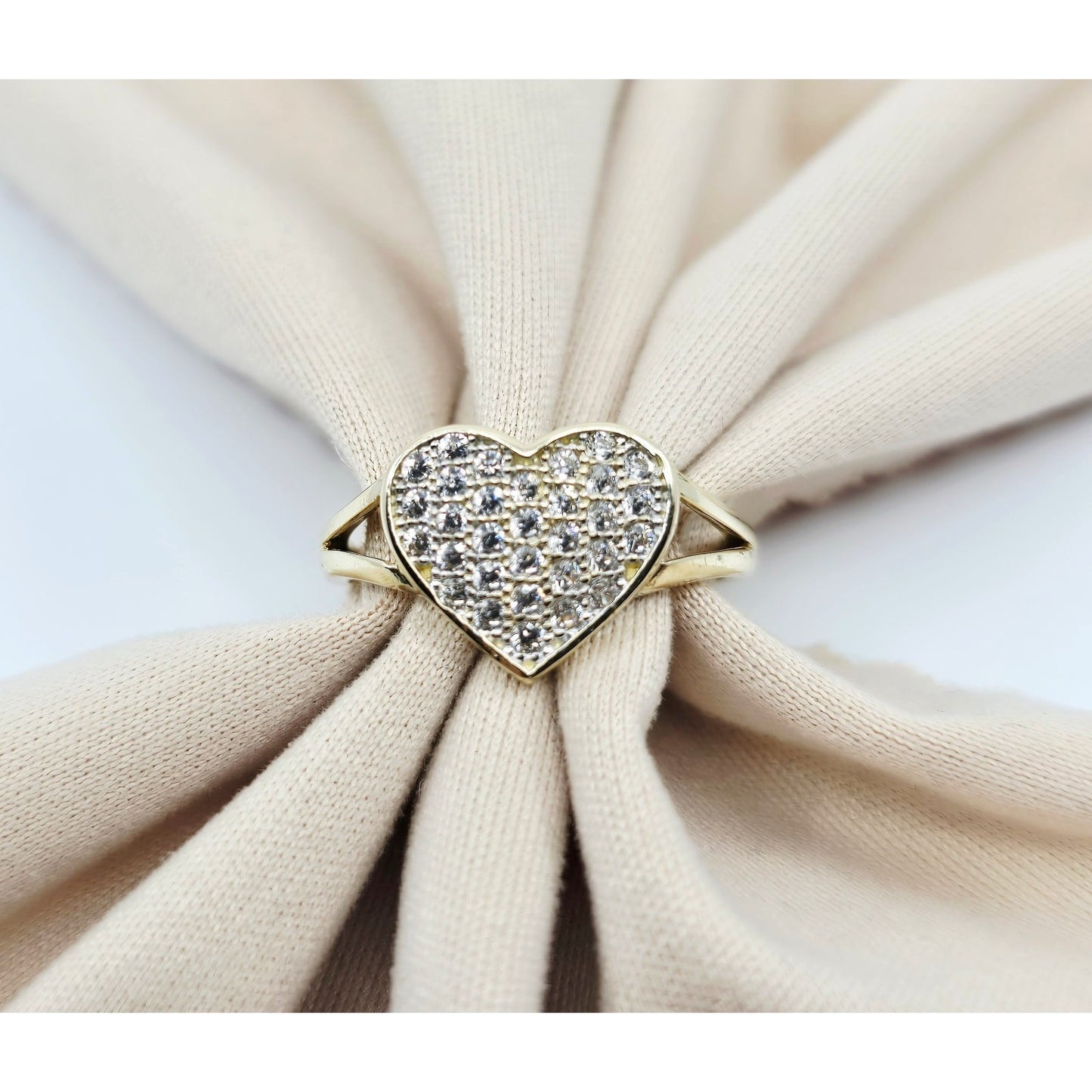10K Yellow Gold Heart Shaped CZ Ring
