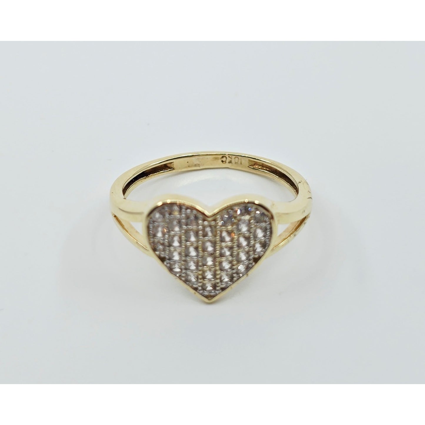 10K Yellow Gold Heart Shaped CZ Ring