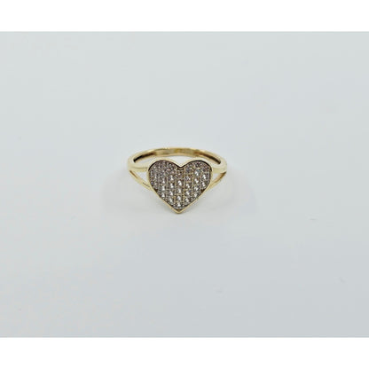 10K Yellow Gold Heart Shaped CZ Ring