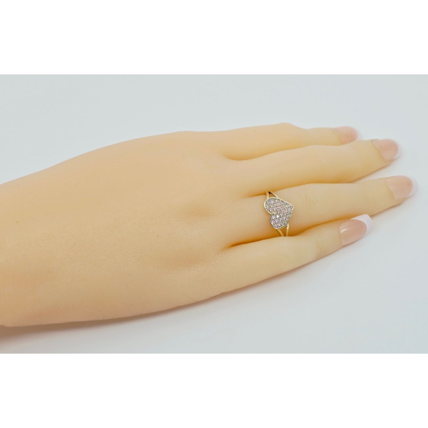 10K Yellow Gold Heart Shaped CZ Ring