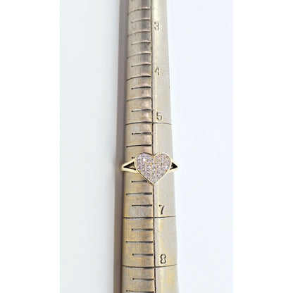 10K Yellow Gold Heart Shaped CZ Ring