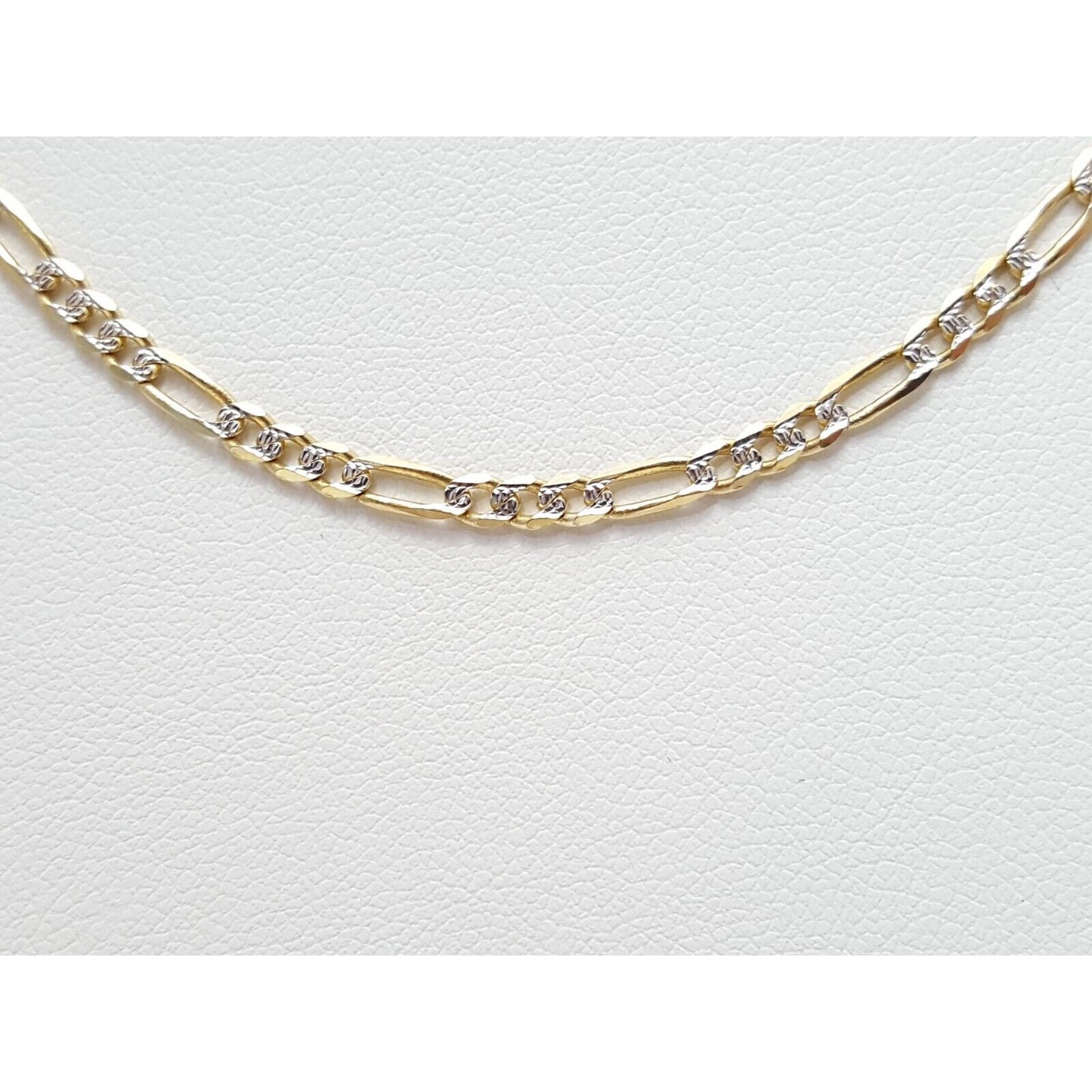 14K Two Tone Gold Diamond Cut Figaro Link Chain Necklace