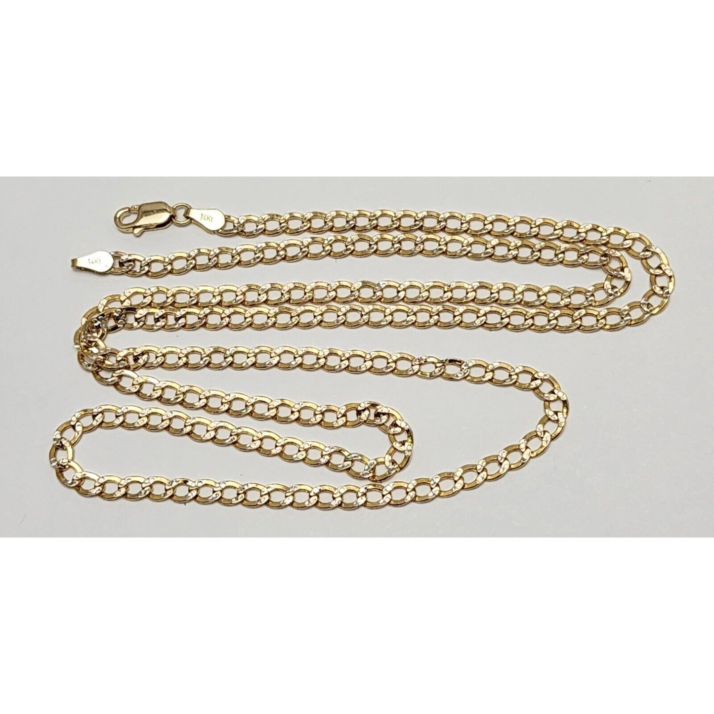 14K Two Tone Gold Diamond Cut Cuban Link Chain Necklace