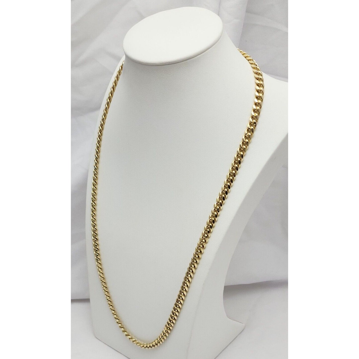 14K Solid Yellow Gold Cuban Link Chain Necklace