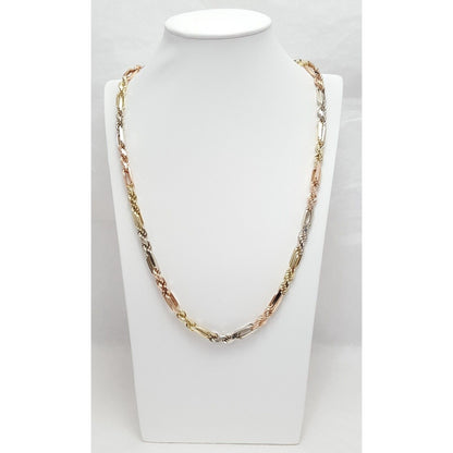 10K Two Tone Gold Designer Figarope Chain Necklace