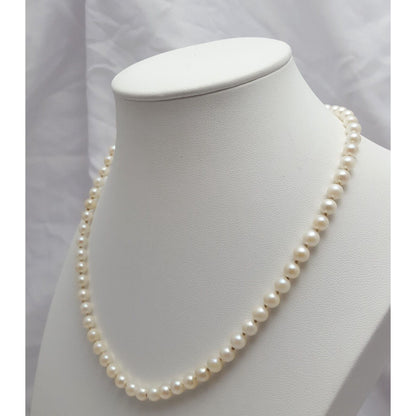 14K White Gold Pearl Choker Bead Ball Necklace